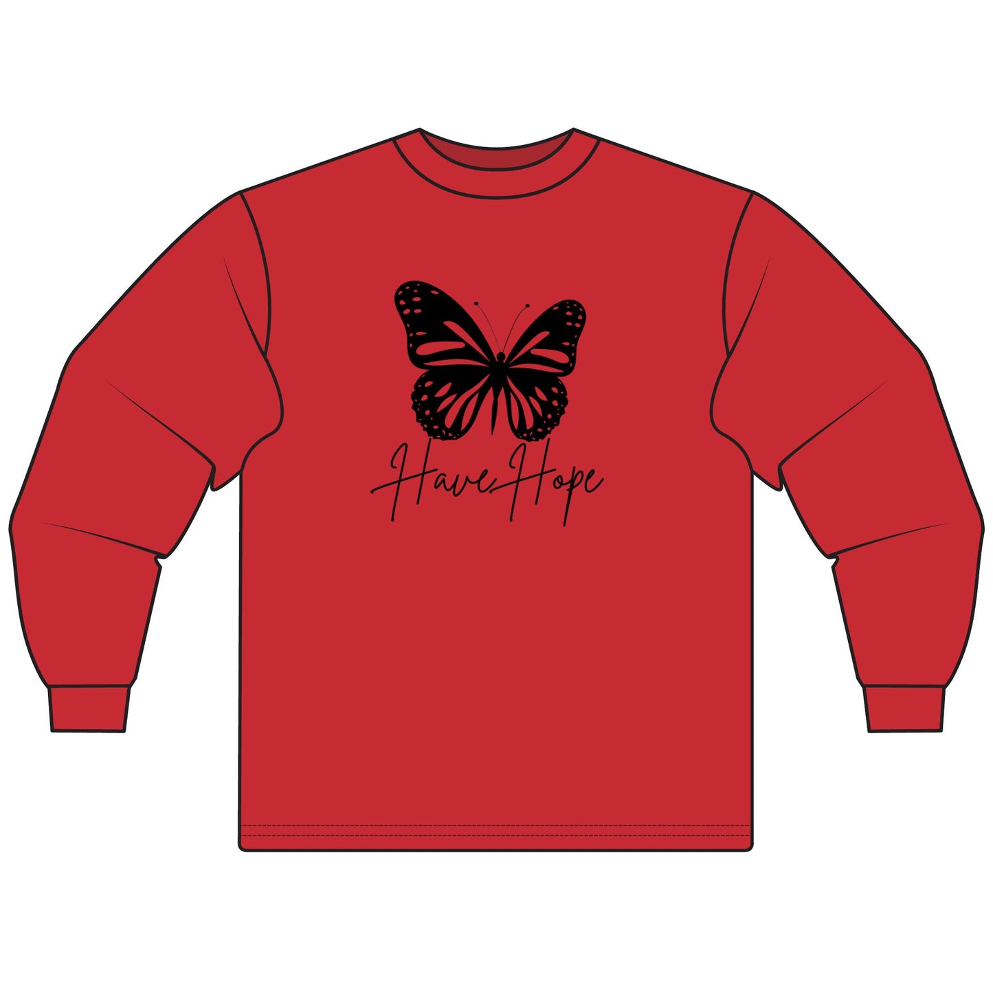Hope Butterfly Long Sleeve T-Shirt, Unisex Hope Shirt, Inspirational T-Shirt, Spring Fashion, Gift for Her