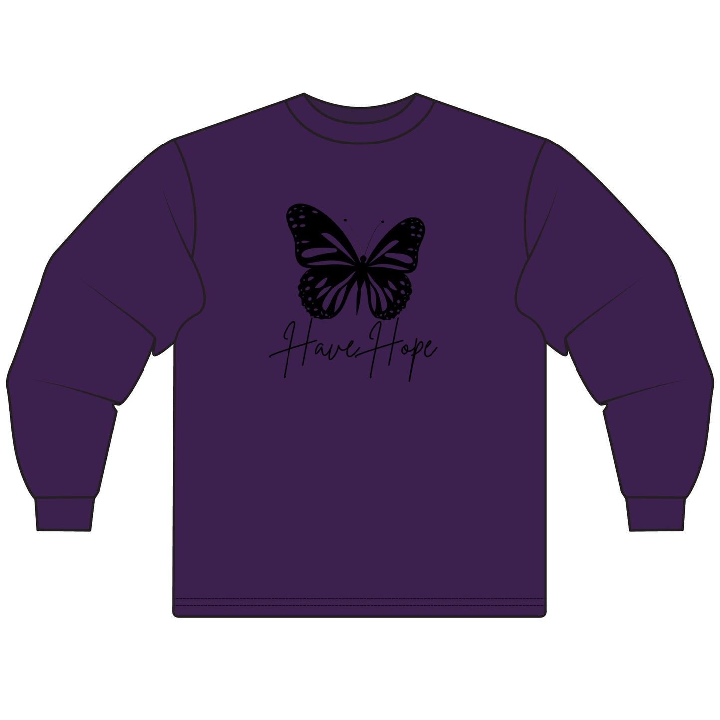 Hope Butterfly Long Sleeve T-Shirt, Unisex Hope Shirt, Inspirational T-Shirt, Spring Fashion, Gift for Her