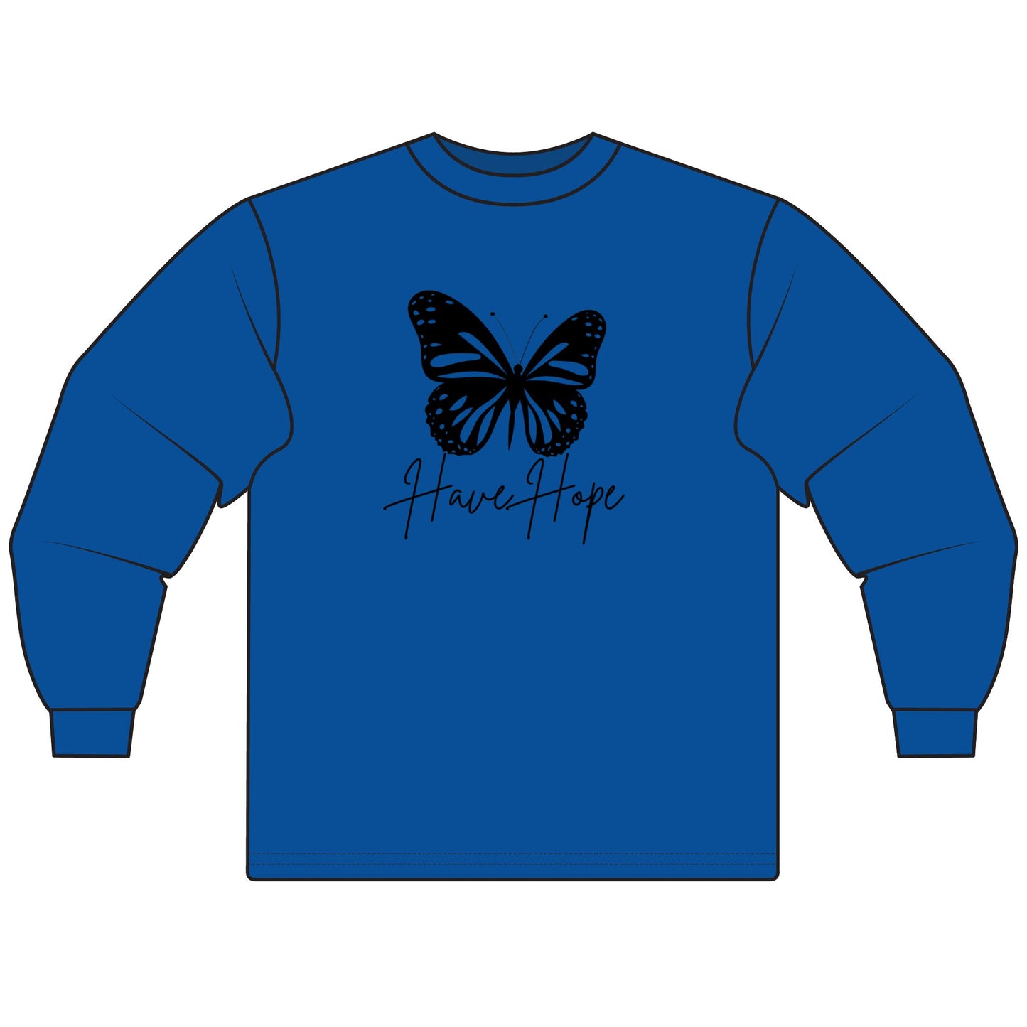 Hope Butterfly Long Sleeve T-Shirt, Unisex Hope Shirt, Inspirational T-Shirt, Spring Fashion, Gift for Her