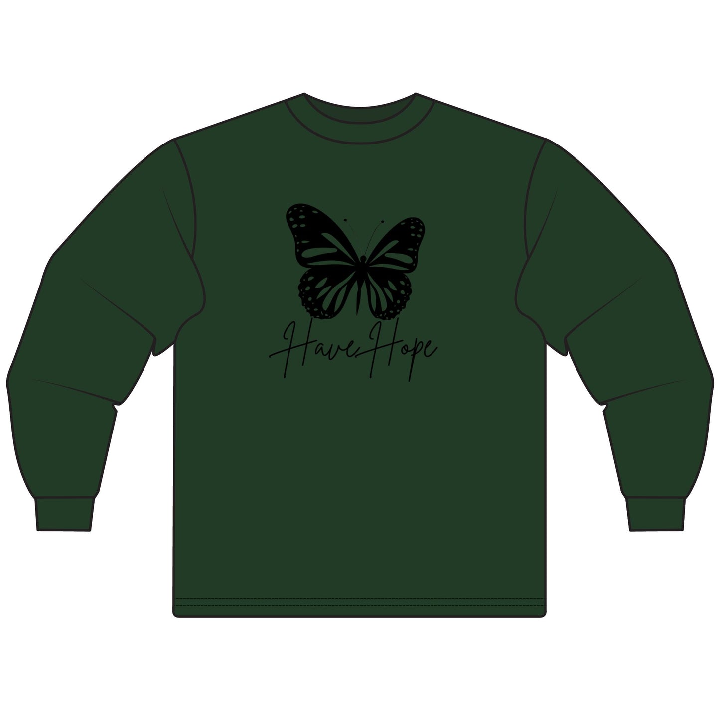 Hope Butterfly Long Sleeve T-Shirt, Unisex Hope Shirt, Inspirational T-Shirt, Spring Fashion, Gift for Her